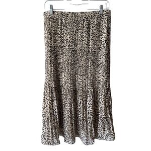WD.NY Black and Tan Leopard Print Pleated Maxi Skirt